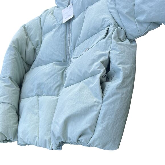 Zara Puffer Jacket Men's Green Mock Neck Long Sleeve Pocket Detail Zip-Up Small - Picture 9 of 17